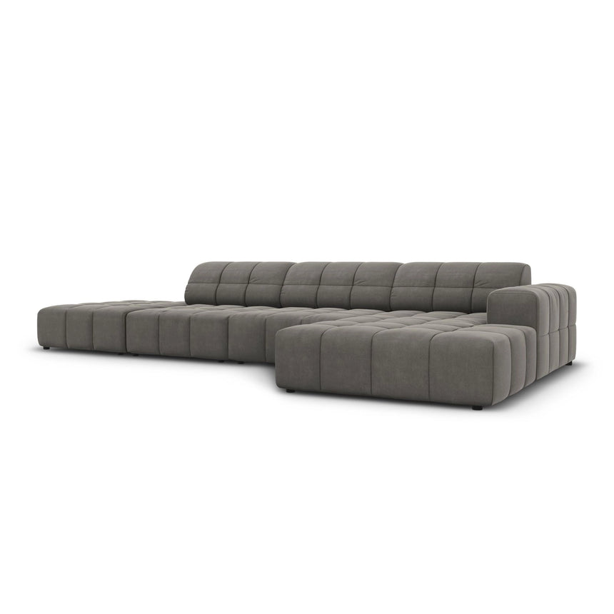 Chicago 5-Sitzer Ecksofa, Rechte Seite, aus Samt in Hellgrau (Bluvel 13), 341x166x70 cm von Cosmopolitan Design – Bild 3