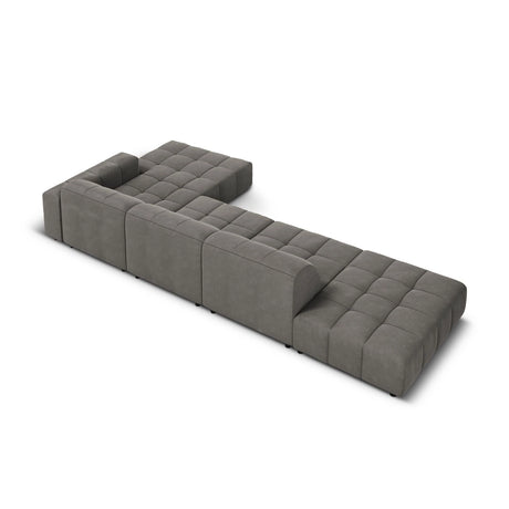 Chicago 5-Sitzer Ecksofa, Rechte Seite, aus Samt in Hellgrau (Bluvel 13), 341x166x70 cm von Cosmopolitan Design – Bild 5