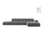 Chicago 5-Sitzer Ecksofa, Rechte Seite, aus Samt in Hellgrau (Venus 2929), 348x167 cm von Cosmopolitan Design – Bild 1