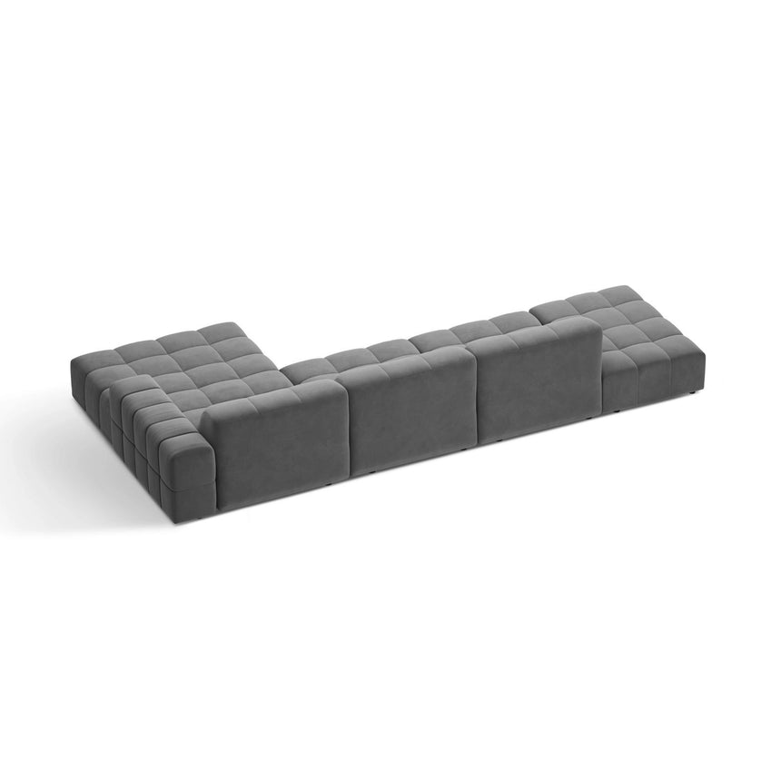 Chicago 5-Sitzer Ecksofa, Rechte Seite, aus Samt in Hellgrau (Venus 2929), 348x167 cm von Cosmopolitan Design – Bild 4
