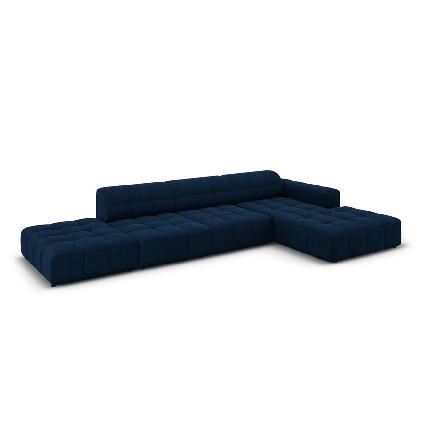 Chicago 5-Sitzer Ecksofa, Rechte Seite, aus Samt in Königsblau (Bluvel 86), 341x166x70 cm von Cosmopolitan Design – Bild 4