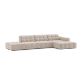 Chicago 5-Sitzer Ecksofa, Rechte Seite, aus Samt in Leichtes Beige (Venus 2927), 348x167 cm von Cosmopolitan Design – Bild 3