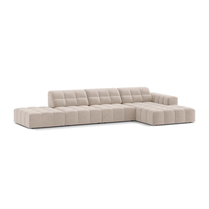 Chicago 5-Sitzer Ecksofa, Rechte Seite, aus Samt in Leichtes Beige (Venus 2927), 348x167 cm von Cosmopolitan Design – Bild 3
