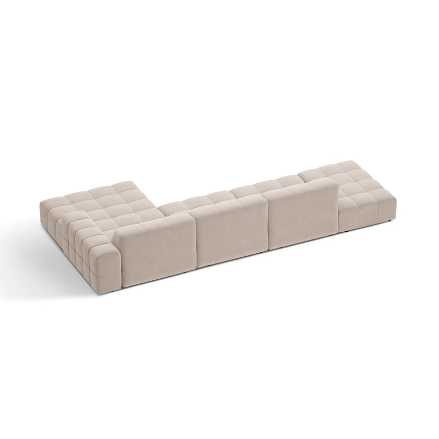 Chicago 5-Sitzer Ecksofa, Rechte Seite, aus Samt in Leichtes Beige (Venus 2927), 348x167 cm von Cosmopolitan Design – Bild 4