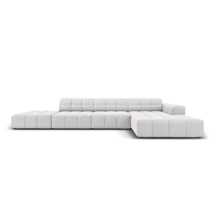 Chicago 5-Sitzer Ecksofa, Rechte Seite, aus Samt in Silber (Bluvel 03), 341x166x70 cm von Cosmopolitan Design – Bild 1