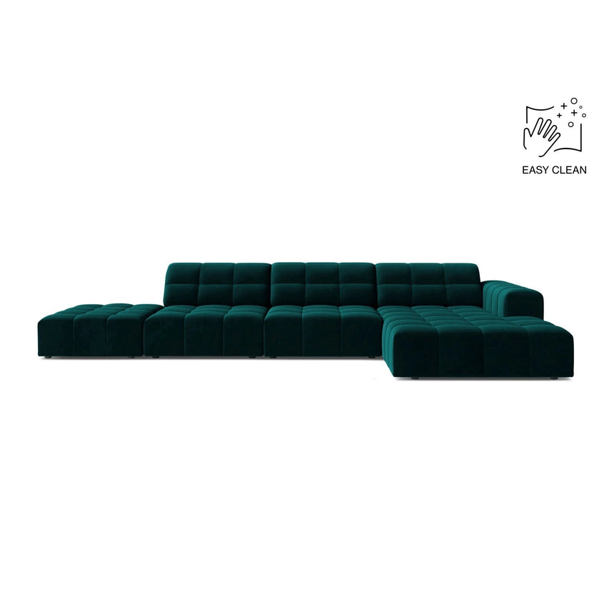 Chicago 5-Sitzer Ecksofa, Rechte Seite, aus Samt in Tiefes Petrol (Venus 2911), 348x167 cm von Cosmopolitan Design – Bild 1