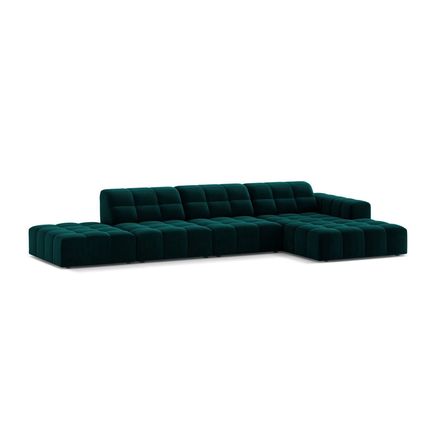Chicago 5-Sitzer Ecksofa, Rechte Seite, aus Samt in Tiefes Petrol (Venus 2911), 348x167 cm von Cosmopolitan Design – Bild 3