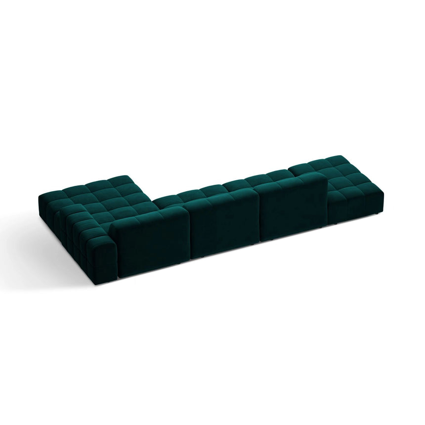 Chicago 5-Sitzer Ecksofa, Rechte Seite, aus Samt in Tiefes Petrol (Venus 2911), 348x167 cm von Cosmopolitan Design – Bild 4