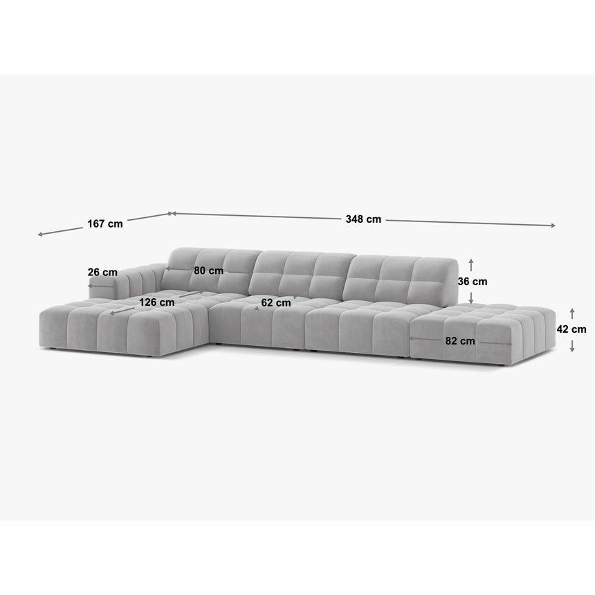 Chicago 5-Sitzer Ecksofa, Rechte Seite, aus Samt oder Chenille, 348x167 cm von Cosmopolitan Design – Bild 2
