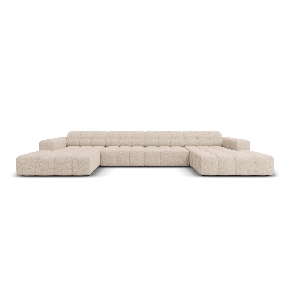 Chicago 6-Sitzer Panorama Sofa aus Chenille in Beige (Haga 30), Beine in Schwarzes Plastik, 364x166x70 cm von Cosmopolitan Design – Bild 1