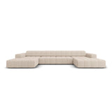 Chicago 6-Sitzer Panorama Sofa aus Chenille in Beige (Haga 30), Beine in Schwarzes Plastik, 364x166x70 cm von Cosmopolitan Design – Bild 1
