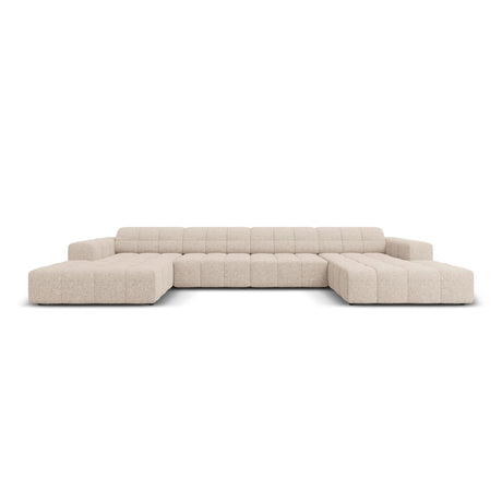 Chicago 6-Sitzer Panorama Sofa aus Chenille in Beige (Haga 30), Beine in Schwarzes Plastik, 364x166x70 cm von Cosmopolitan Design – Bild 1