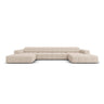 Chicago 6-Sitzer Panorama Sofa aus Chenille in Beige (Haga 30), Beine in Schwarzes Plastik, 364x166x70 cm von Cosmopolitan Design – Bild 1