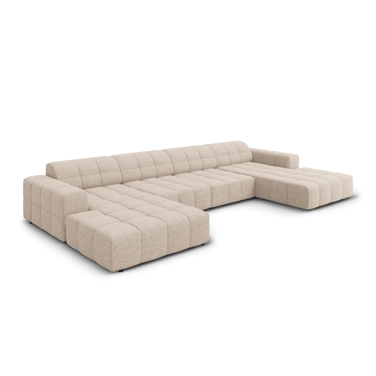 Chicago 6-Sitzer Panorama Sofa aus Chenille in Beige (Haga 30), Beine in Schwarzes Plastik, 364x166x70 cm von Cosmopolitan Design – Bild 3