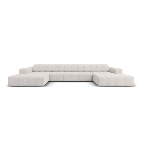 Chicago 6-Sitzer Panorama Sofa aus Chenille in Hellgrau (Haga 06), Beine in Schwarzes Plastik, 364x166x70 cm von Cosmopolitan Design – Bild 1