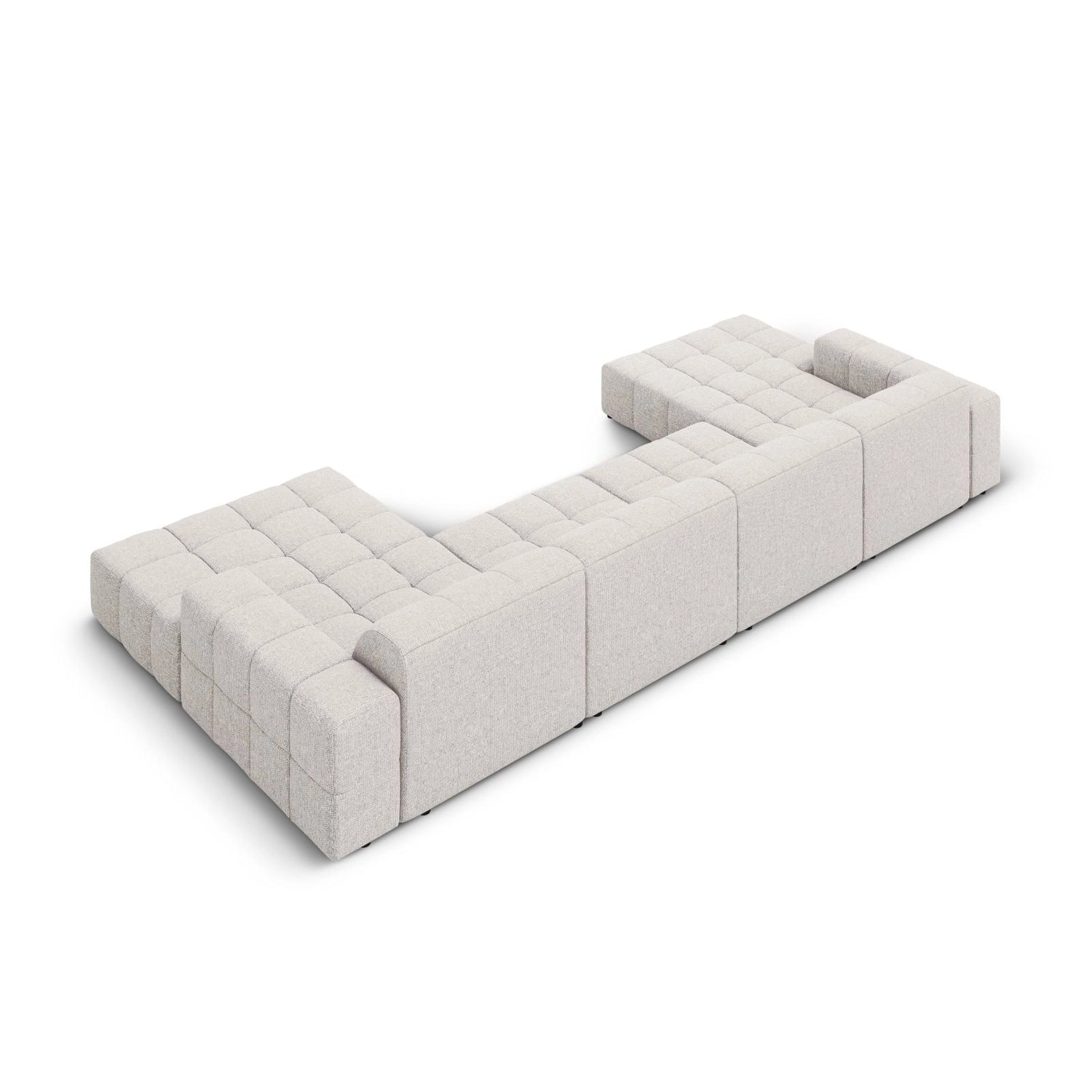 Chicago 6-Sitzer Panorama Sofa aus Chenille in Hellgrau (Haga 06), Beine in Schwarzes Plastik, 364x166x70 cm von Cosmopolitan Design – Bild 4