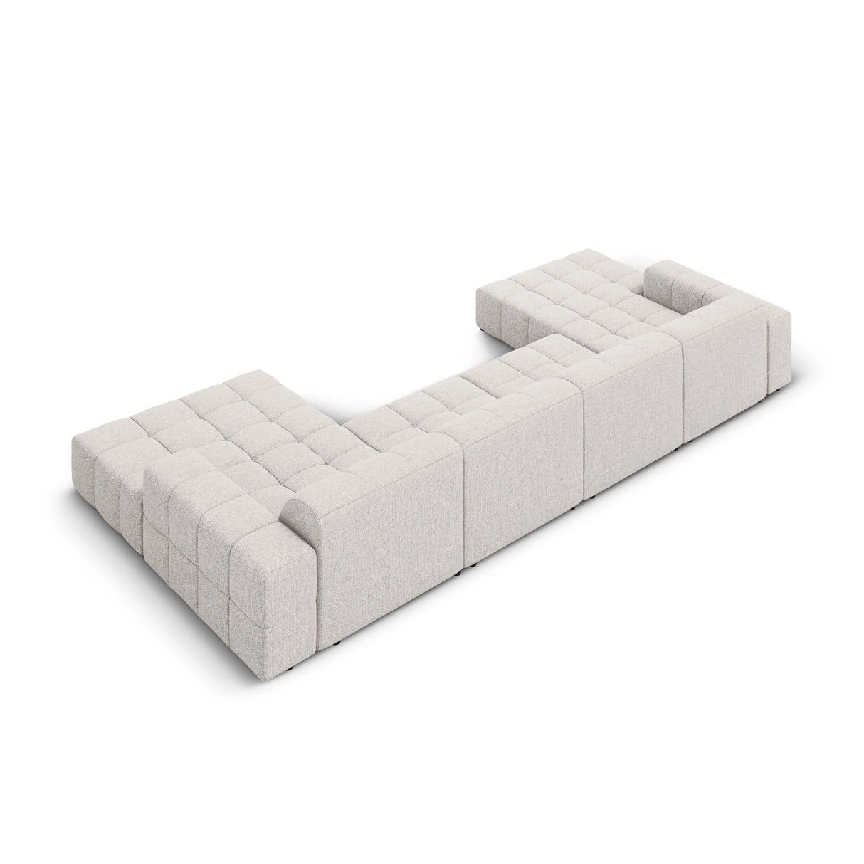 Chicago 6-Sitzer Panorama Sofa aus Chenille in Hellgrau (Haga 06), Beine in Schwarzes Plastik, 364x166x70 cm von Cosmopolitan Design – Bild 4