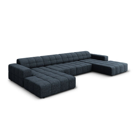 Chicago 6-Sitzer Panorama Sofa aus Chenille in Königsblau (Haga 86), Beine in Schwarzes Plastik, 364x166x70 cm von Cosmopolitan Design – Bild 3