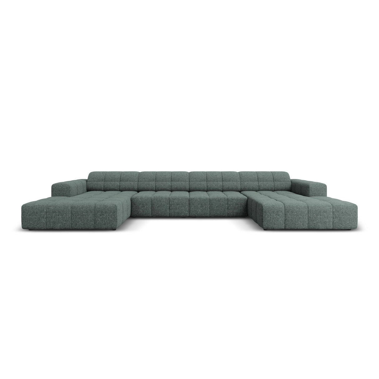 Chicago 6-Sitzer Panorama Sofa aus Chenille in Petrol (Haga 78), Beine in Schwarzes Plastik, 364x166x70 cm von Cosmopolitan Design – Bild 1