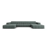 Chicago 6-Sitzer Panorama Sofa aus Chenille in Petrol (Haga 78), Beine in Schwarzes Plastik, 364x166x70 cm von Cosmopolitan Design – Bild 1