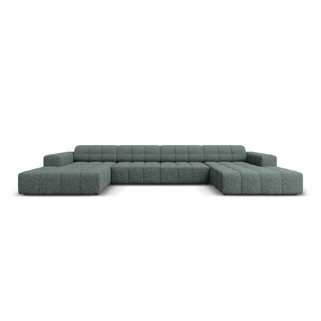Chicago 6-Sitzer Panorama Sofa aus Chenille in Petrol (Haga 78), Beine in Schwarzes Plastik, 364x166x70 cm von Cosmopolitan Design – Bild 1