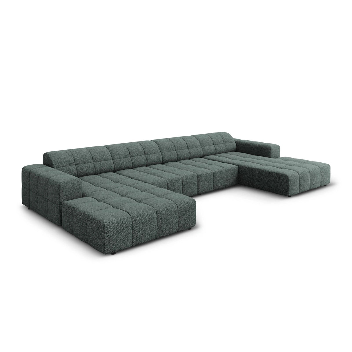 Chicago 6-Sitzer Panorama Sofa aus Chenille in Petrol (Haga 78), Beine in Schwarzes Plastik, 364x166x70 cm von Cosmopolitan Design – Bild 3