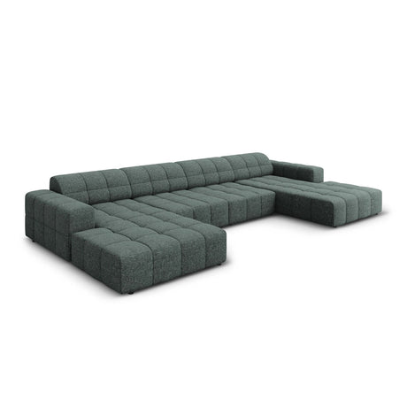 Chicago 6-Sitzer Panorama Sofa aus Chenille in Petrol (Haga 78), Beine in Schwarzes Plastik, 364x166x70 cm von Cosmopolitan Design – Bild 3