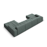 Chicago 6-Sitzer Panorama Sofa aus Chenille in Petrol (Haga 78), Beine in Schwarzes Plastik, 364x166x70 cm von Cosmopolitan Design – Bild 4