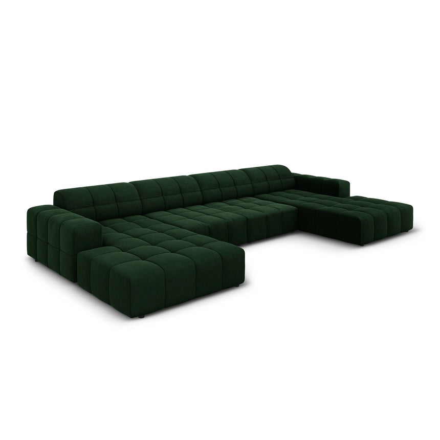 Chicago 6-Sitzer Panorama Sofa aus Samt in Flaschengrün (Bluvel 78), Beine in Schwarzes Plastik, 364x166x70 cm von Cosmopolitan Design – Bild 3
