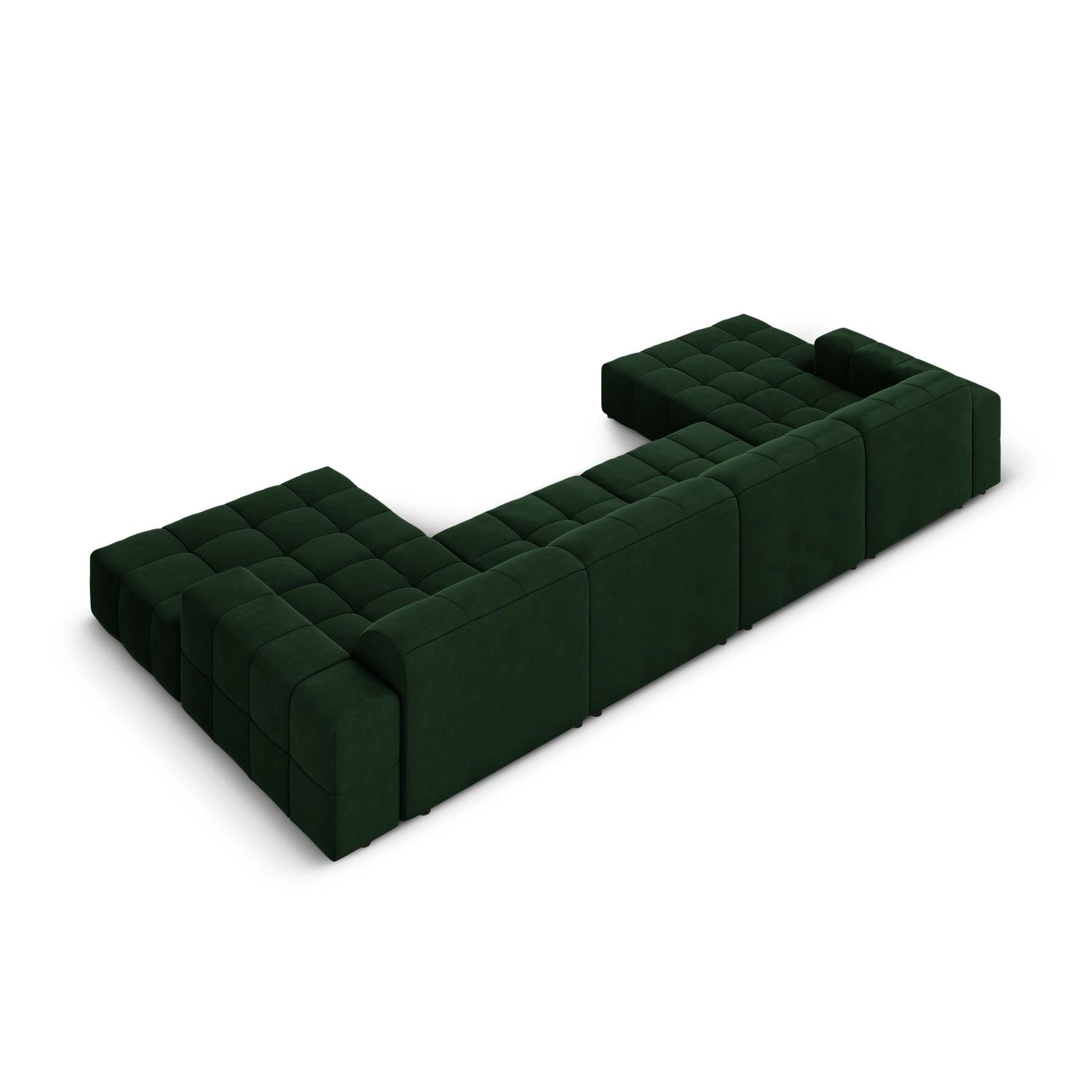 Chicago 6-Sitzer Panorama Sofa aus Samt in Flaschengrün (Bluvel 78), Beine in Schwarzes Plastik, 364x166x70 cm von Cosmopolitan Design – Bild 4