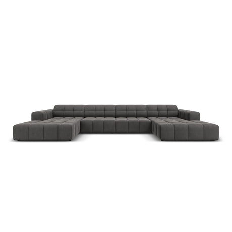 Chicago 6-Sitzer Panorama Sofa aus Samt in Grau (Bluvel 14), Beine in Schwarzes Plastik, 364x166x70 cm von Cosmopolitan Design – Bild 1
