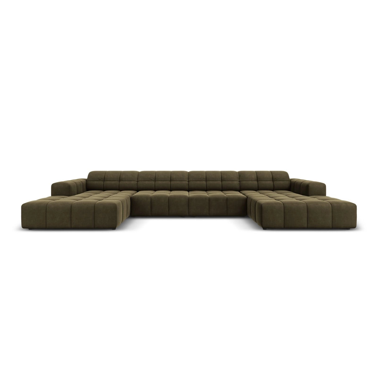 Chicago 6-Sitzer Panorama Sofa aus Samt in Grün (Bluvel 77), Beine in Schwarzes Plastik, 364x166x70 cm von Cosmopolitan Design – Bild 1
