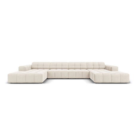 Chicago 6-Sitzer Panorama Sofa aus Samt in Hellbeige (Bluvel 22), Beine in Schwarzes Plastik, 364x166x70 cm von Cosmopolitan Design – Bild 1