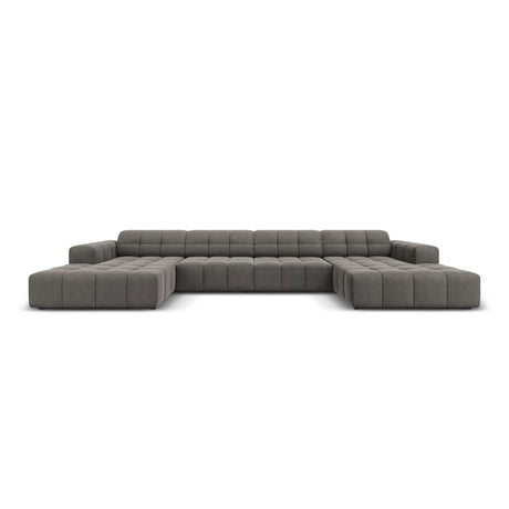 Chicago 6-Sitzer Panorama Sofa aus Samt in Hellgrau (Bluvel 13), Beine in Schwarzes Plastik, 364x166x70 cm von Cosmopolitan Design – Bild 1