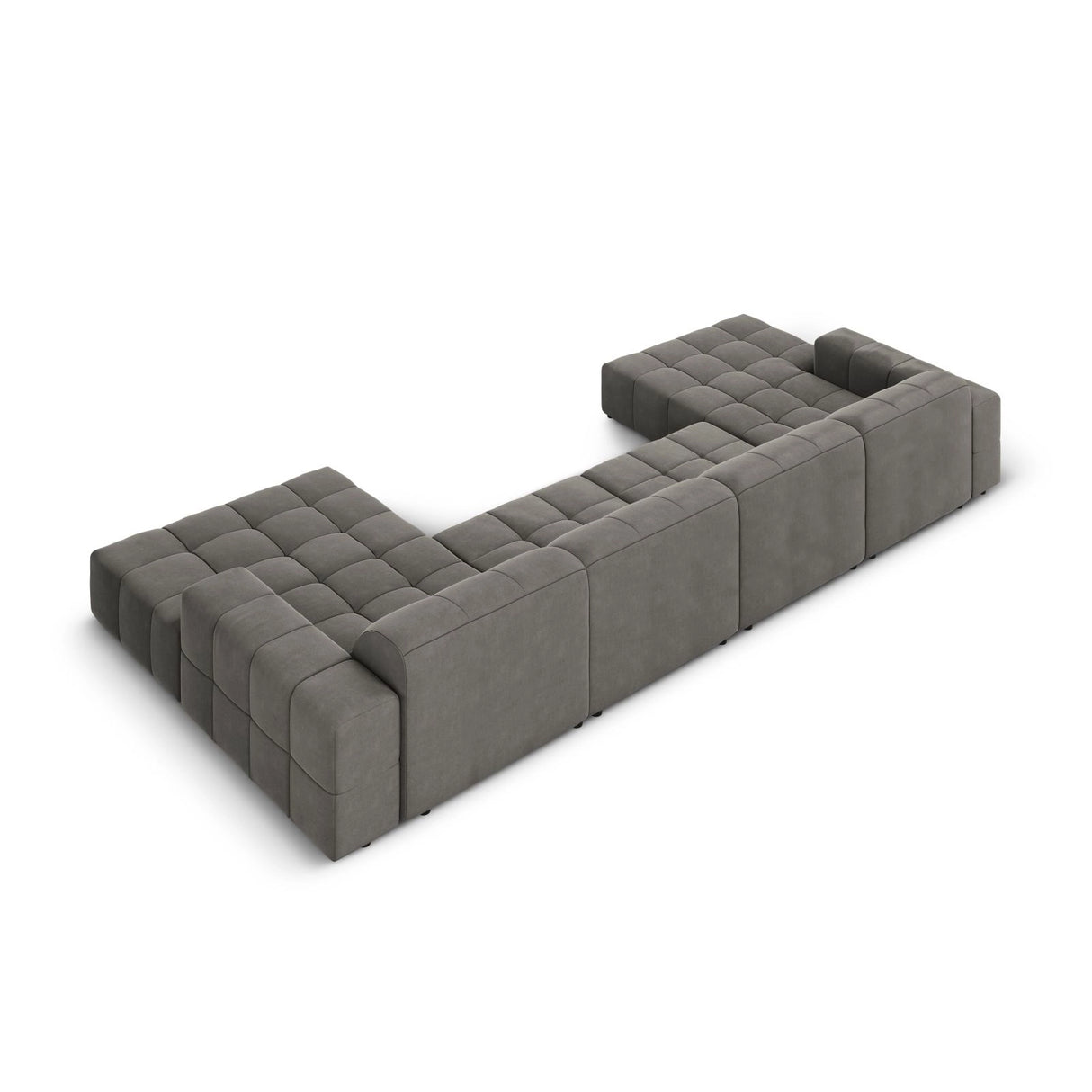 Chicago 6-Sitzer Panorama Sofa aus Samt in Hellgrau (Bluvel 13), Beine in Schwarzes Plastik, 364x166x70 cm von Cosmopolitan Design – Bild 4