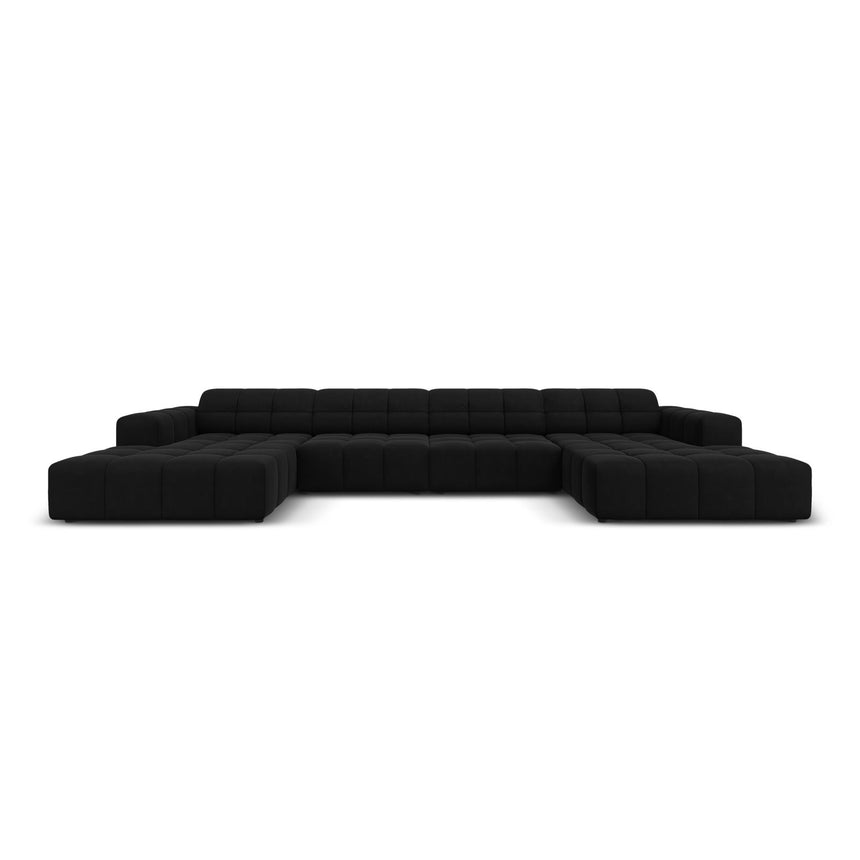 Chicago 6-Sitzer Panorama Sofa aus Samt in Schwarz (Bluvel 19), Beine in Schwarzes Plastik, 364x166x70 cm von Cosmopolitan Design – Bild 1