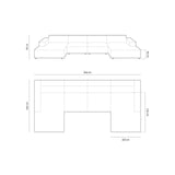 Chicago 6-Sitzer Panorama Sofa aus Samt in Schwarz (Bluvel 19), Beine in Schwarzes Plastik, 364x166x70 cm von Cosmopolitan Design – Bild 2