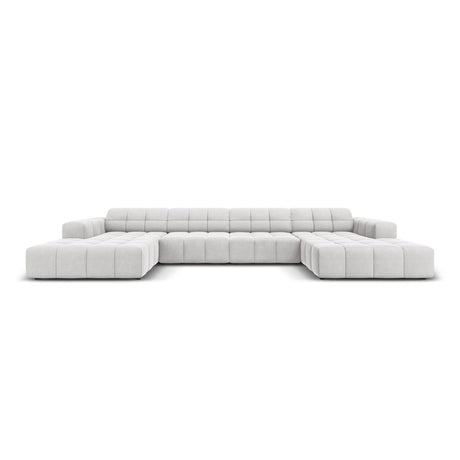 Chicago 6-Sitzer Panorama Sofa aus Samt in Silber (Bluvel 03), Beine in Schwarzes Plastik, 364x166x70 cm von Cosmopolitan Design – Bild 1