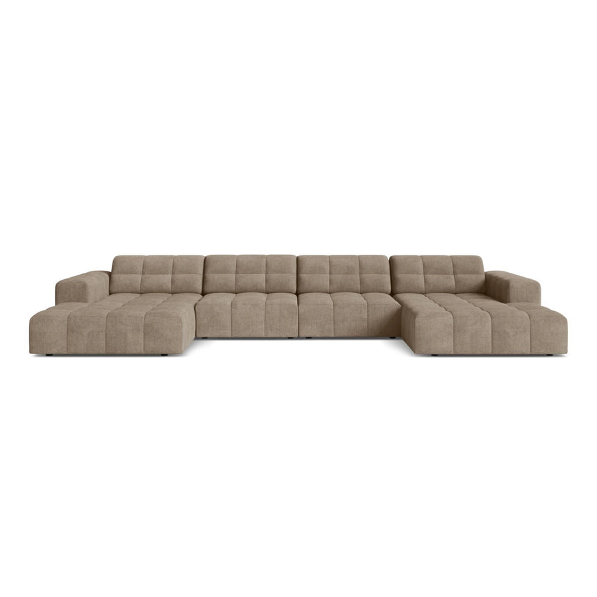 Chicago 6-Sitzer Panoramasofa aus Chenille in Dunkelbeige (Eden 4 Beige), 375x167 cm von Cosmopolitan Design – Bild 1