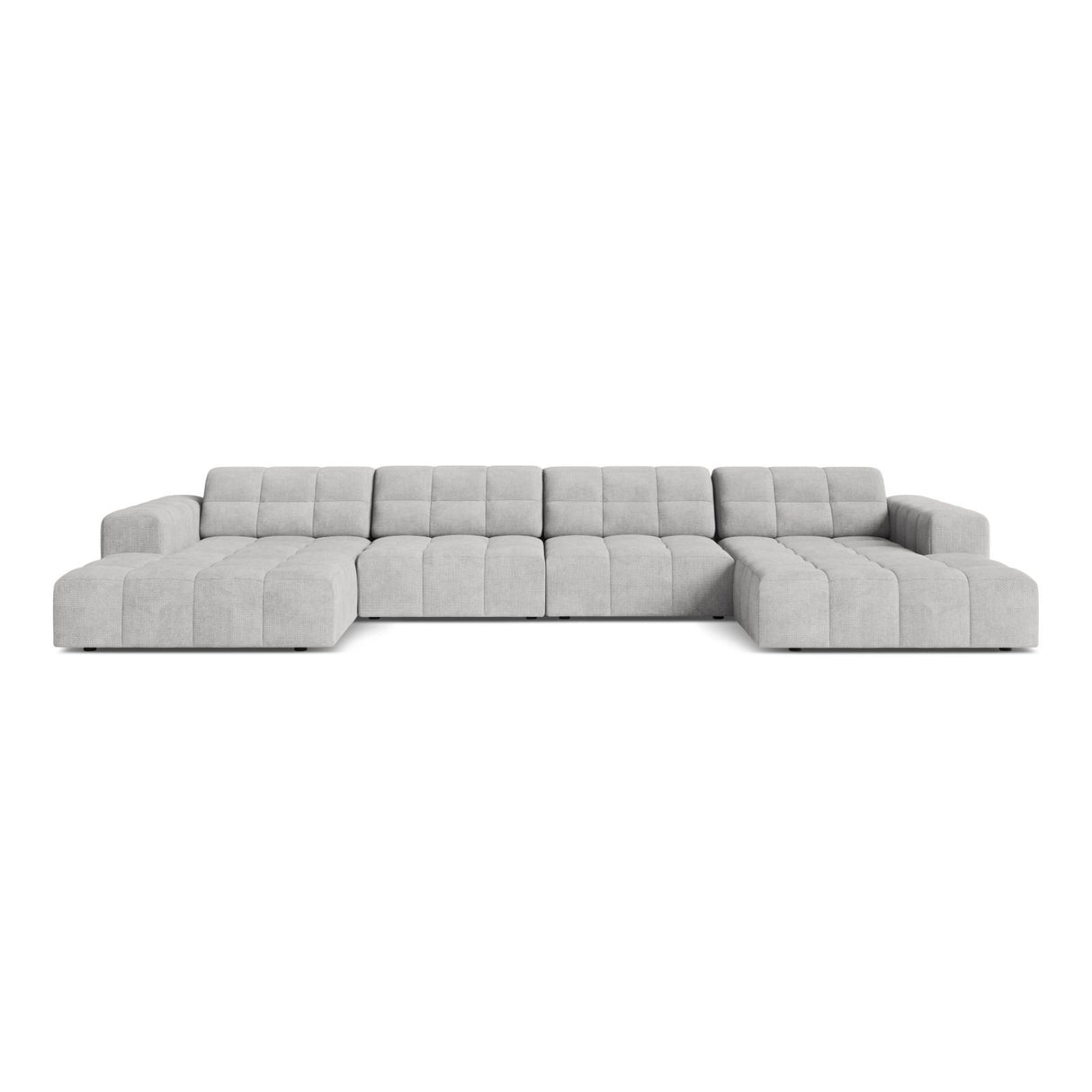 Chicago 6-Sitzer Panoramasofa aus Chenille in Silber (Eden 17 Silver), 375x167 cm von Cosmopolitan Design – Bild 1