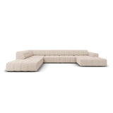 Chicago 7-Sitzer Panorama Ecksofa, Linke Seite, aus Chenille in Beige (Haga 30), Beine aus Schwarzes Plastik, 364x262x70 cm von Cosmopolitan Design – Bild 1