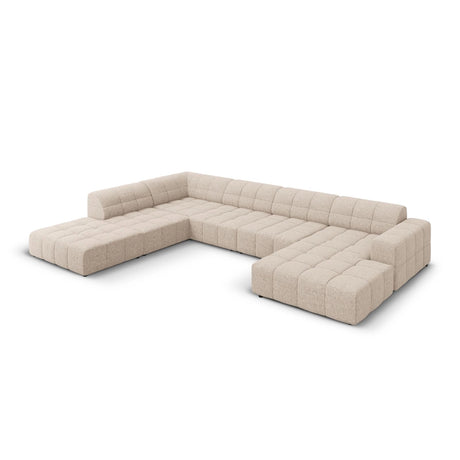 Chicago 7-Sitzer Panorama Ecksofa, Linke Seite, aus Chenille in Beige (Haga 30), Beine aus Schwarzes Plastik, 364x262x70 cm von Cosmopolitan Design – Bild 3
