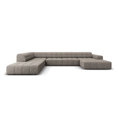 Chicago 7-Sitzer Panorama Ecksofa, Linke Seite, aus Chenille in Grau (Haga 16), Beine aus Schwarzes Plastik, 364x262x70 cm von Cosmopolitan Design – Bild 1