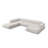 Chicago 7-Sitzer Panorama Ecksofa, Linke Seite, aus Chenille in Hellgrau (Haga 06), Beine aus Schwarzes Plastik, 364x262x70 cm von Cosmopolitan Design – Bild 3