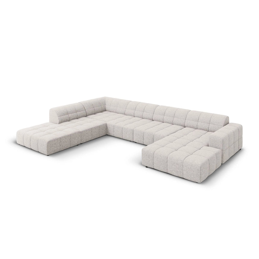 Chicago 7-Sitzer Panorama Ecksofa, Linke Seite, aus Chenille in Hellgrau (Haga 06), Beine aus Schwarzes Plastik, 364x262x70 cm von Cosmopolitan Design – Bild 3