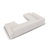 Chicago 7-Sitzer Panorama Ecksofa, Linke Seite, aus Chenille in Hellgrau (Haga 06), Beine aus Schwarzes Plastik, 364x262x70 cm von Cosmopolitan Design – Bild 4
