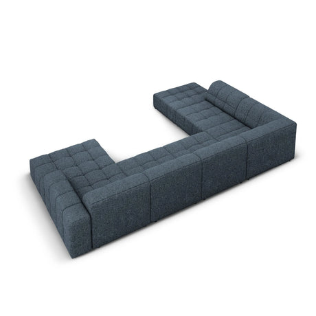 Chicago 7-Sitzer Panorama Ecksofa, Linke Seite, aus Chenille in Königsblau (Haga 86), Beine aus Schwarzes Plastik, 364x262x70 cm von Cosmopolitan Design – Bild 4