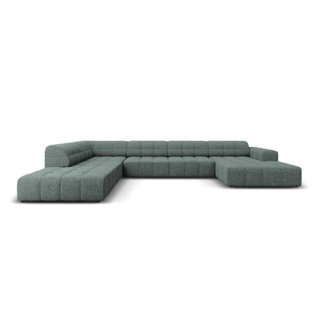 Chicago 7-Sitzer Panorama Ecksofa, Linke Seite, aus Chenille in Petrol (Haga 78), Beine aus Schwarzes Plastik, 364x262x70 cm von Cosmopolitan Design – Bild 1