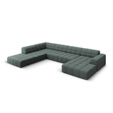 Chicago 7-Sitzer Panorama Ecksofa, Linke Seite, aus Chenille in Petrol (Haga 78), Beine aus Schwarzes Plastik, 364x262x70 cm von Cosmopolitan Design – Bild 3