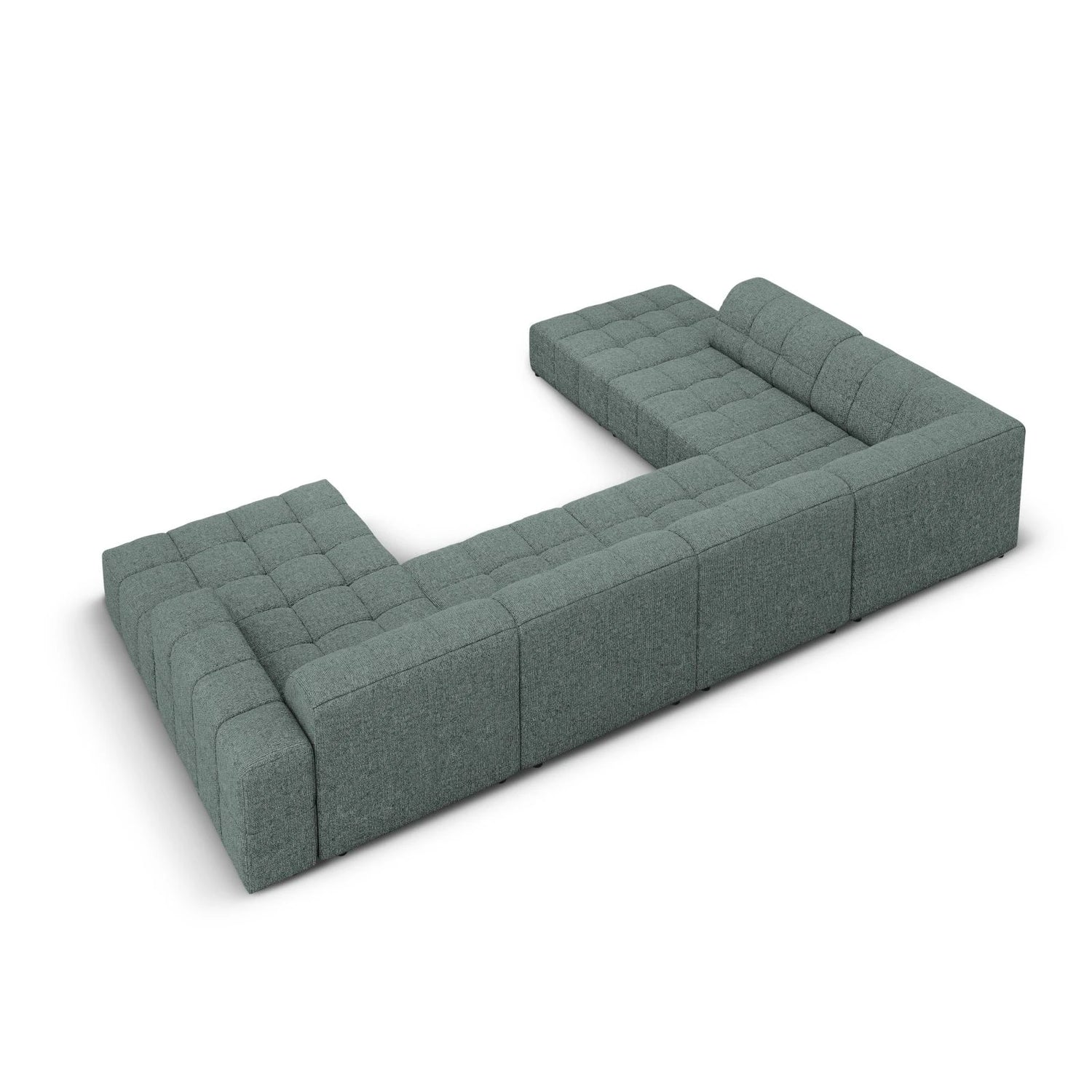 Chicago 7-Sitzer Panorama Ecksofa, Linke Seite, aus Chenille in Petrol (Haga 78), Beine aus Schwarzes Plastik, 364x262x70 cm von Cosmopolitan Design – Bild 4